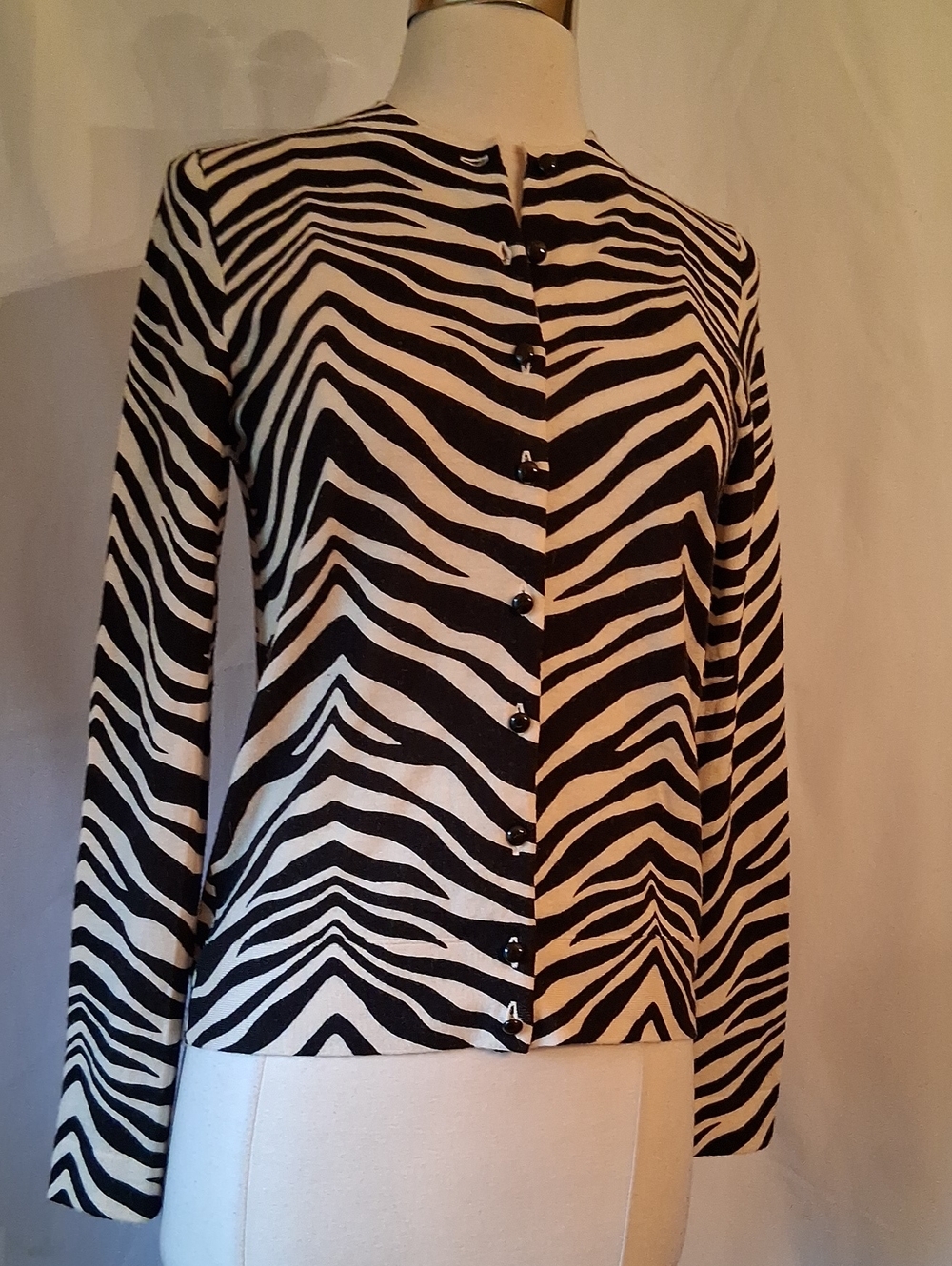 J Crew  black & white Zebra-print button-front cardigan-sz S